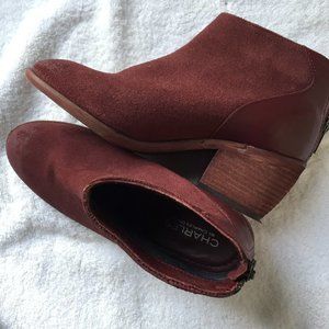 wine suede booties